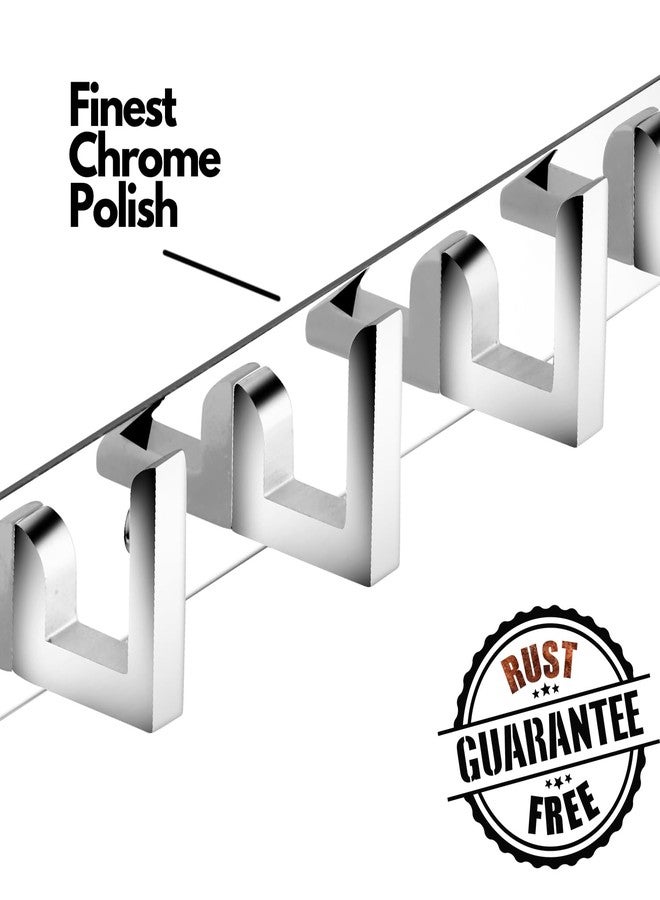 HingeMinds Stainless Steel Cloth Hanger for Wall, Clothes Hook Hangers Door Mounted, Bathroom Hooks for Hanging Towel, Wall Mount Shirt Hangers, Dress Holder Hooks - 6 Pin-XL, Pack of 2, Silver - Image 5